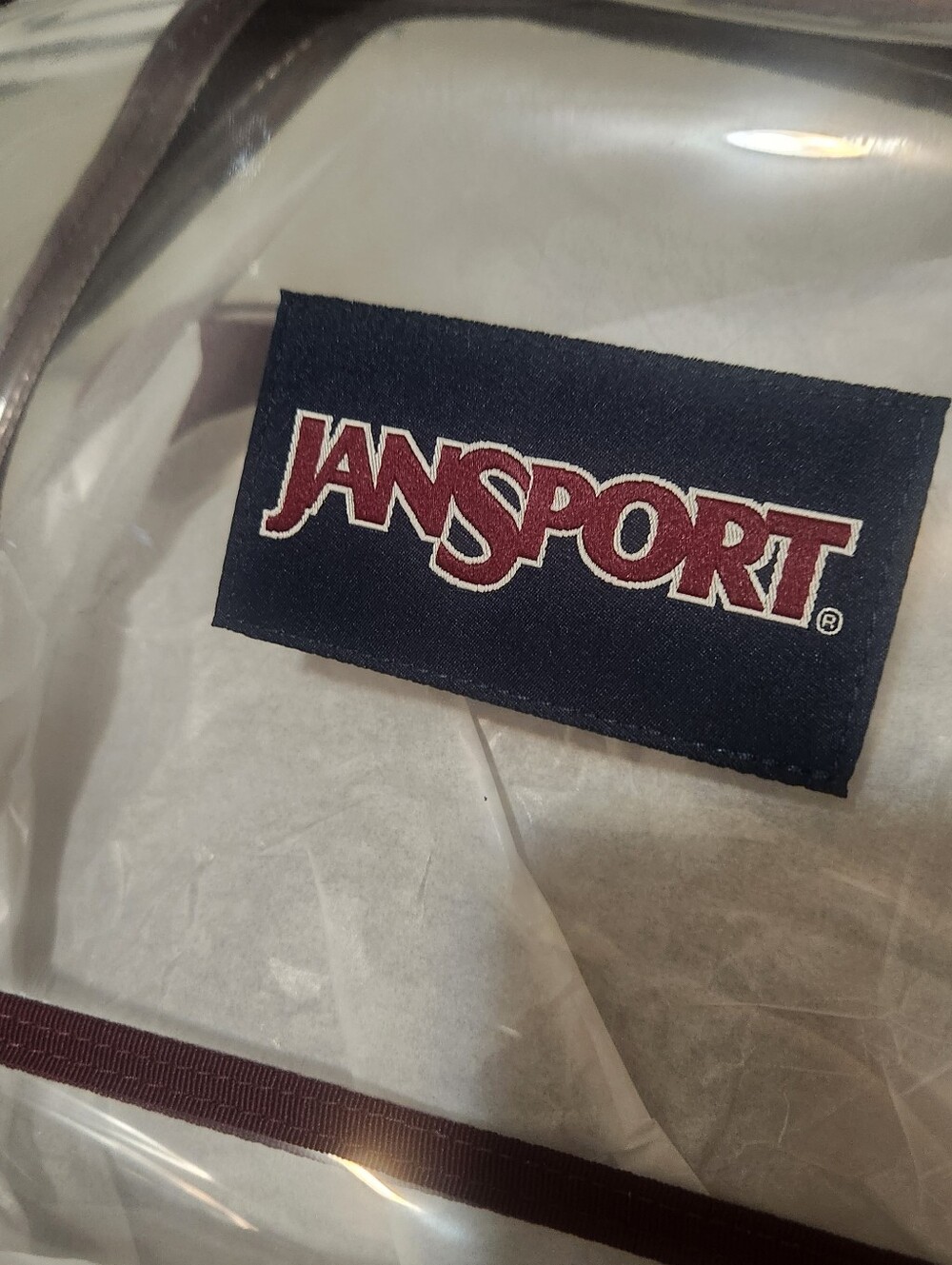 Jansport Transparent Clear Cherry Red Backpack NEW - Picture 7 of 7